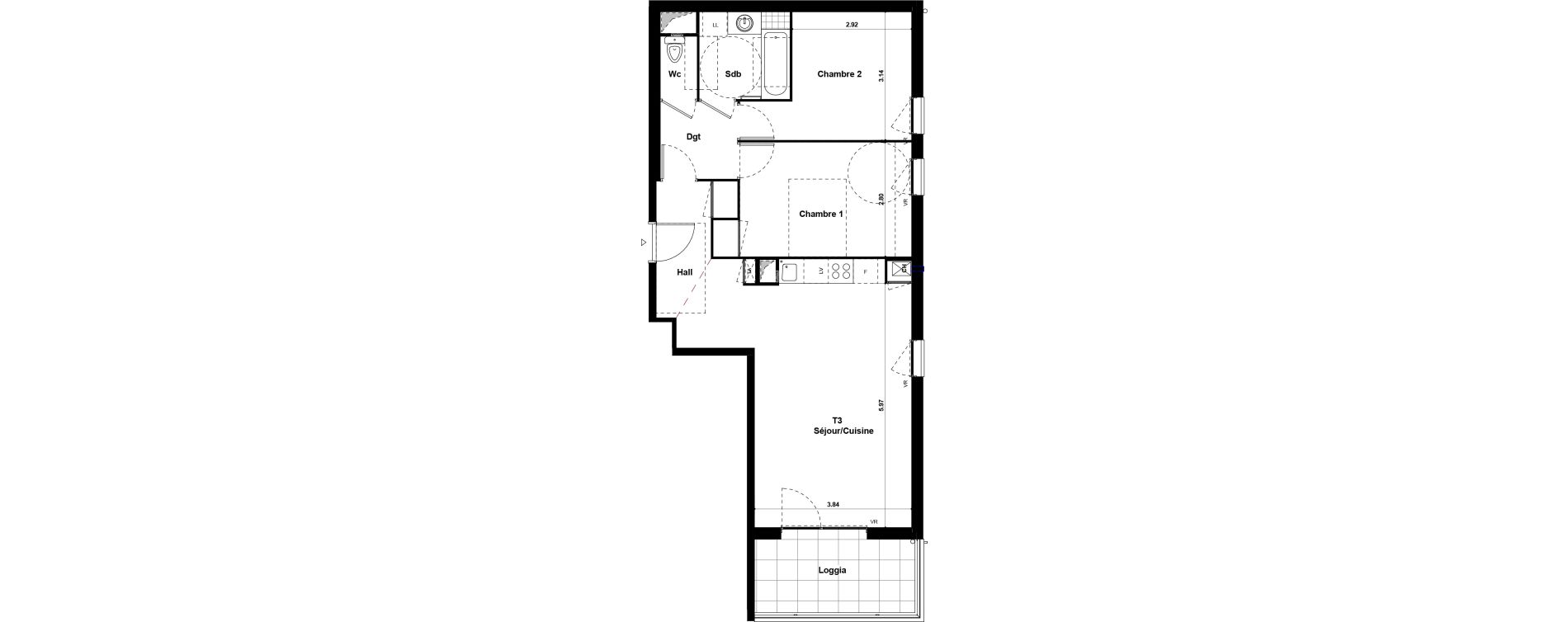 Appartement T3 de 65,08 m2 &agrave; Saint-Fons Centre