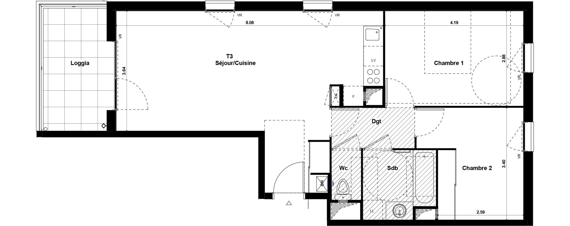 Appartement T3 de 61,72 m2 &agrave; Saint-Fons Centre