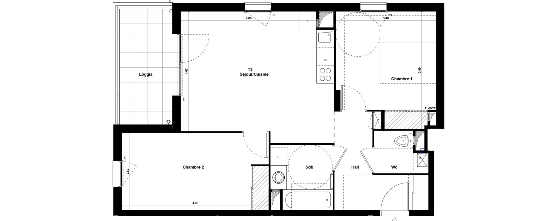 Appartement T3 de 60,26 m2 &agrave; Saint-Fons Centre