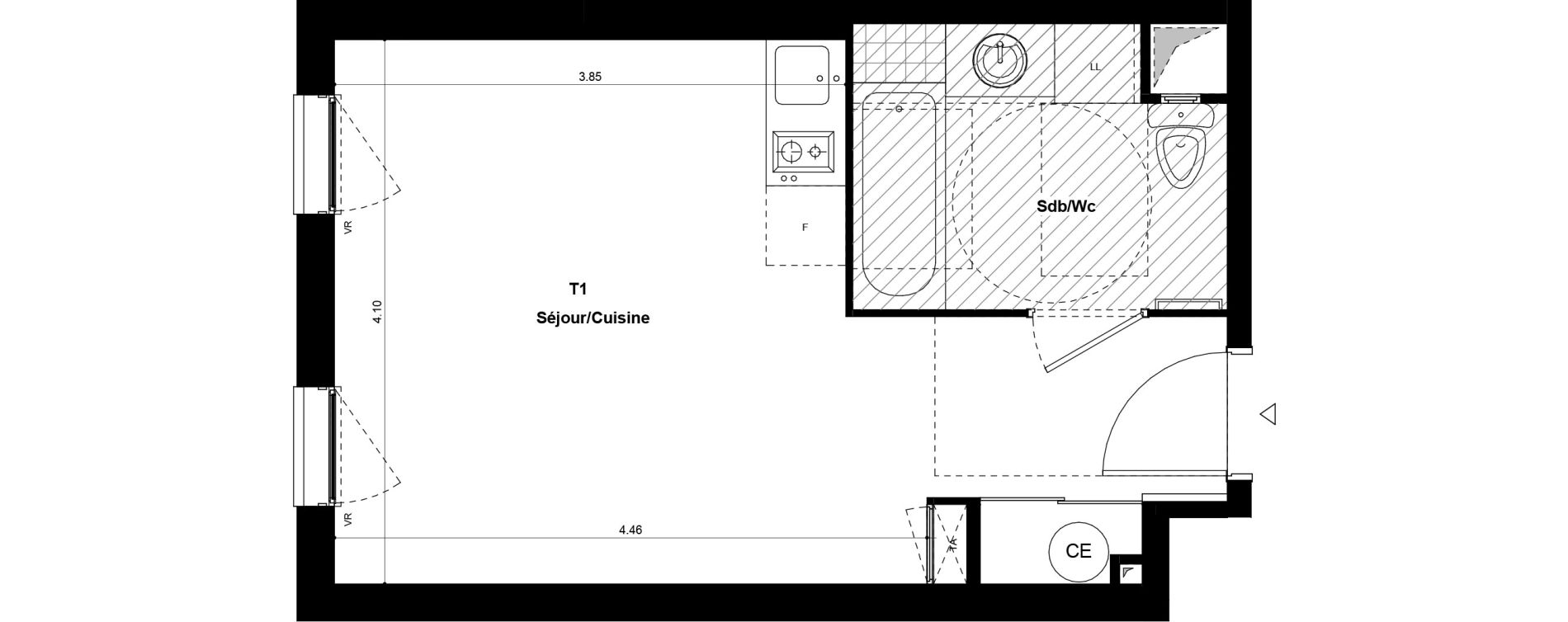 Appartement T1 de 26,56 m2 &agrave; Saint-Fons Centre