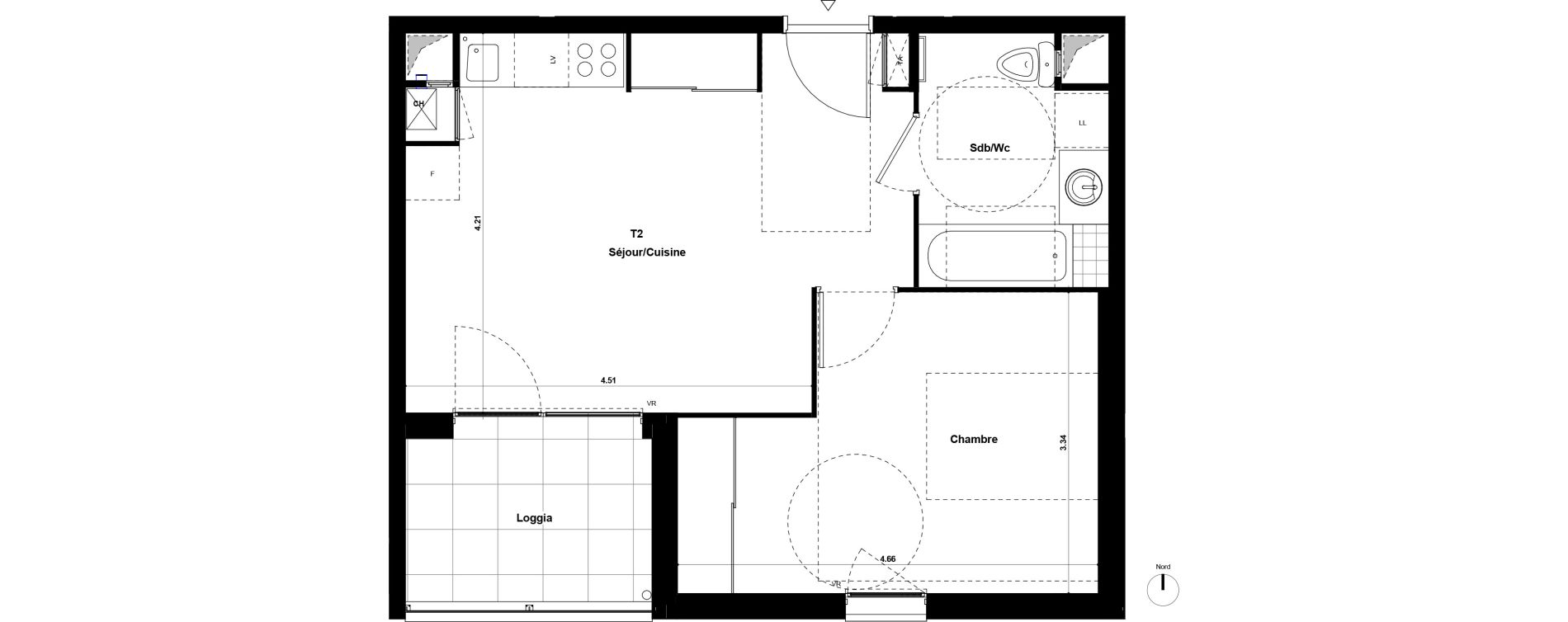 Appartement T2 de 40,47 m2 &agrave; Saint-Fons Centre