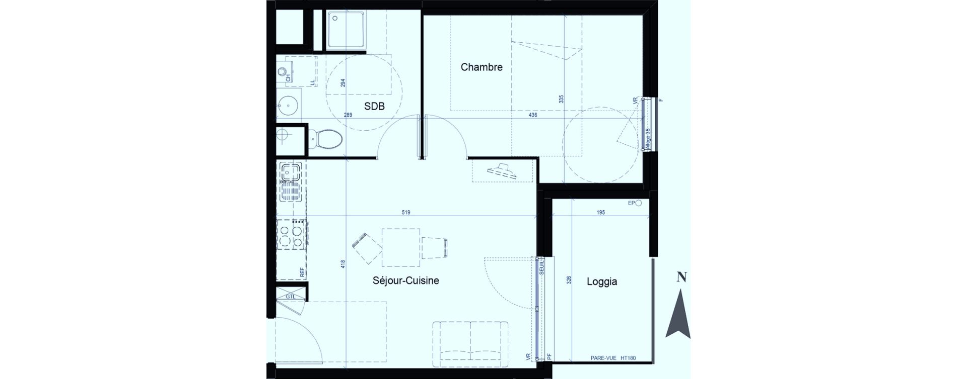 Appartement T2 de 41,92 m2 &agrave; Saint-Fons Centre