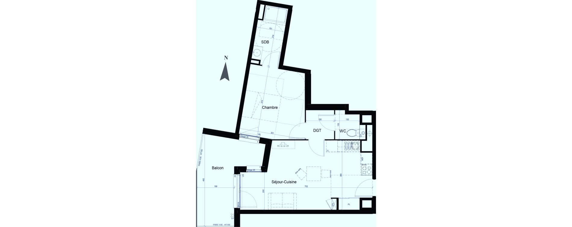 Appartement T2 de 42,88 m2 &agrave; Saint-Fons Centre