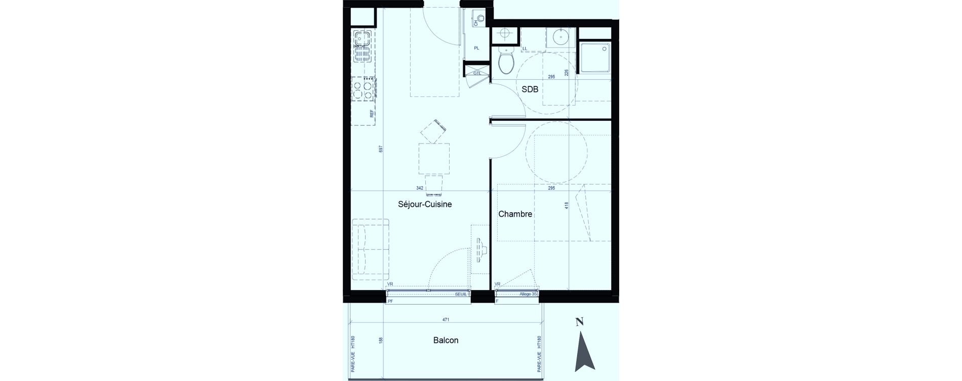 Appartement T2 de 41,72 m2 &agrave; Saint-Fons Centre