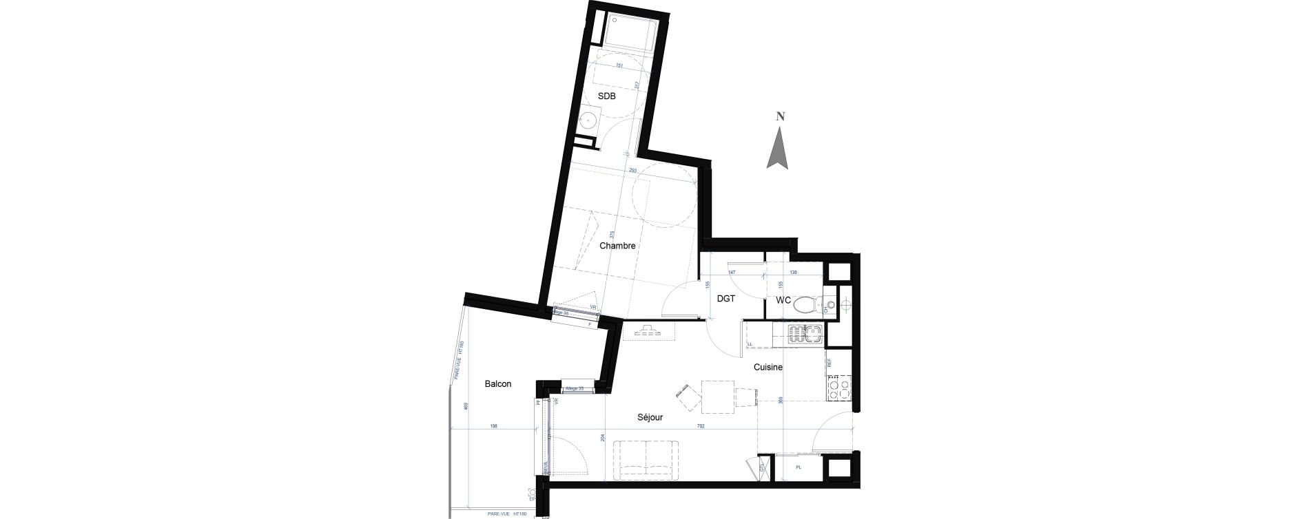 Appartement T2 de 43,16 m2 &agrave; Saint-Fons Centre