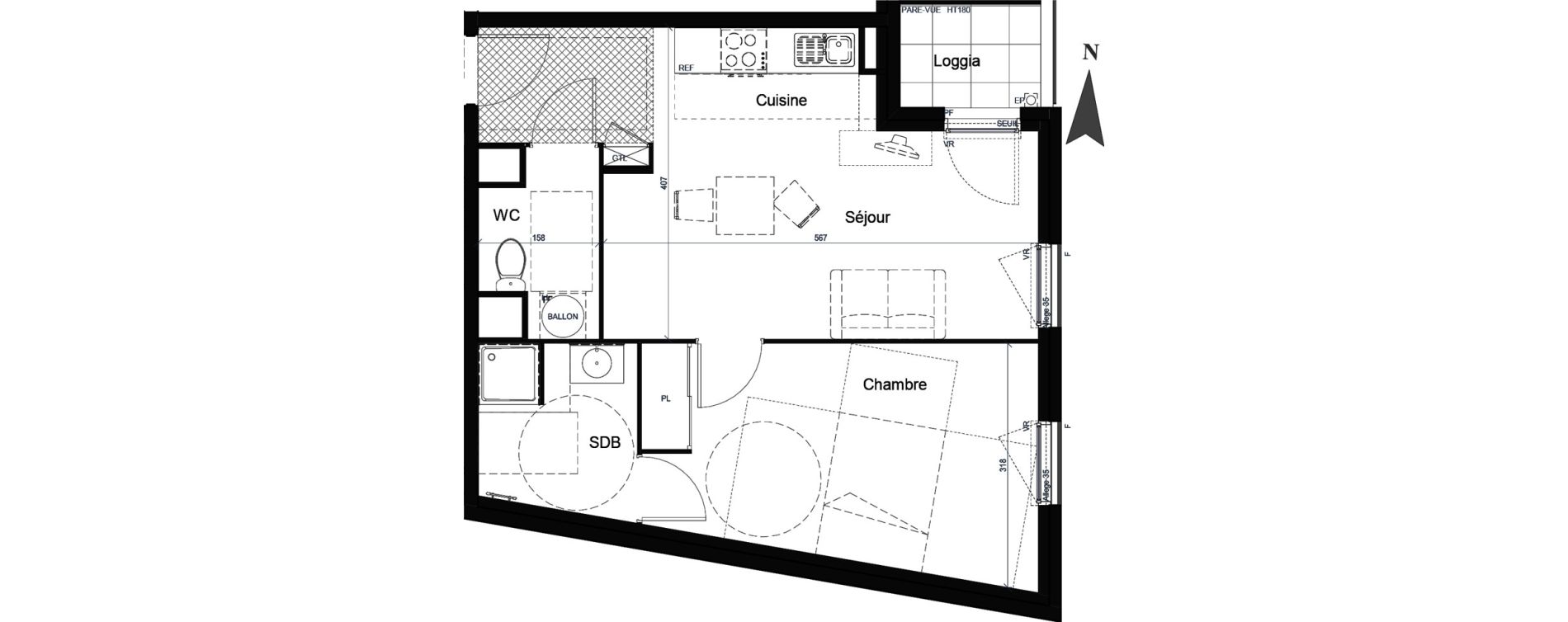 Appartement T2 de 44,98 m2 &agrave; Saint-Fons Centre