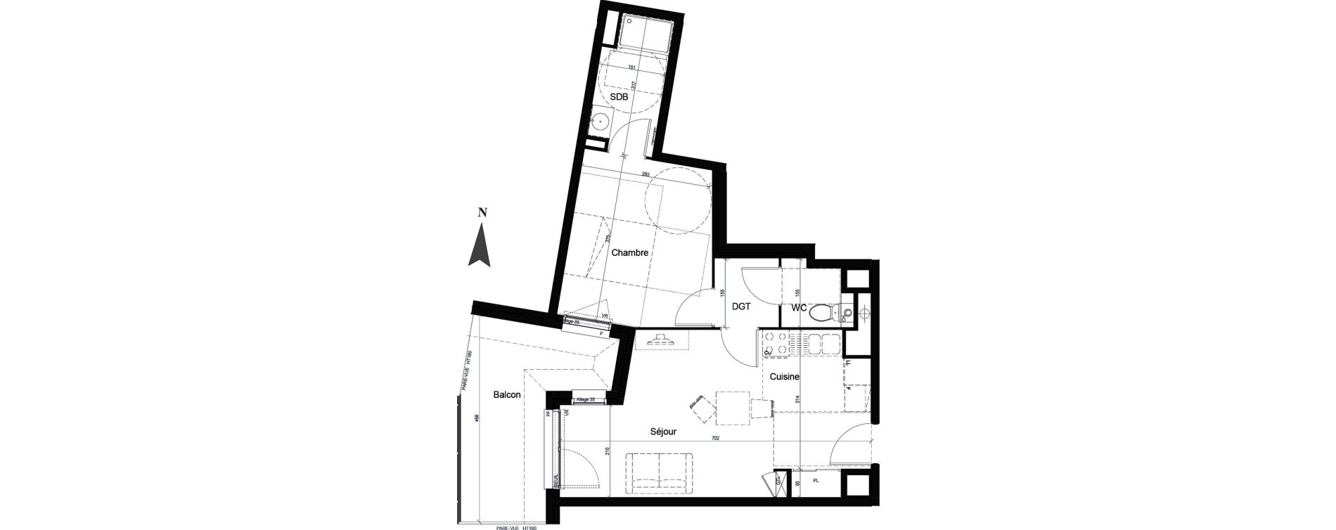 Appartement T2 de 43,96 m2 &agrave; Saint-Fons Centre