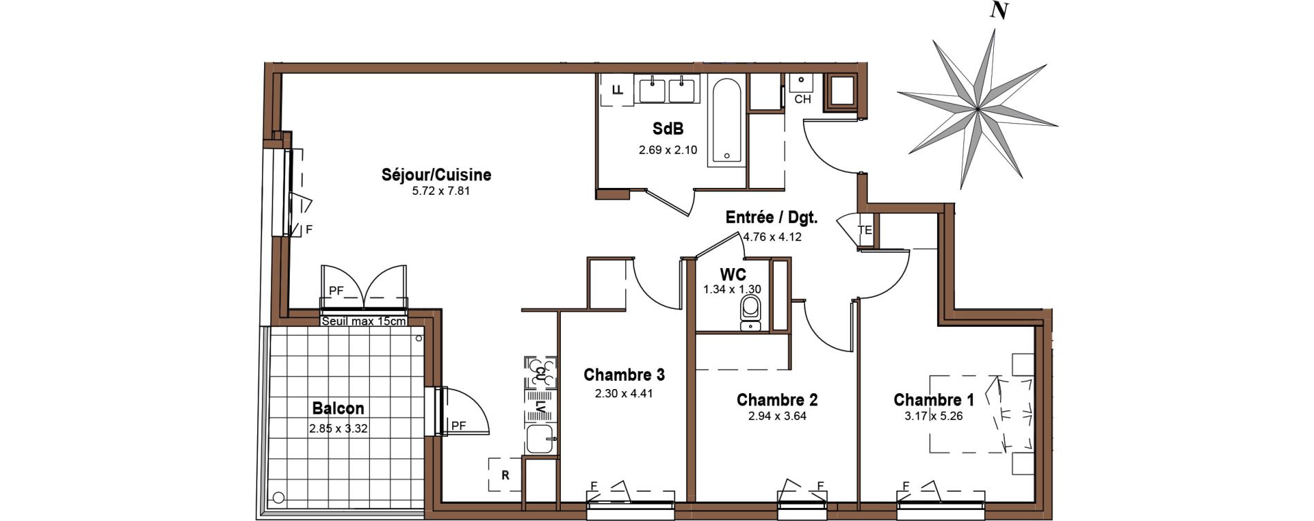 Appartement T4 de 79,92 m2 &agrave; Saint-Fons Centre ville