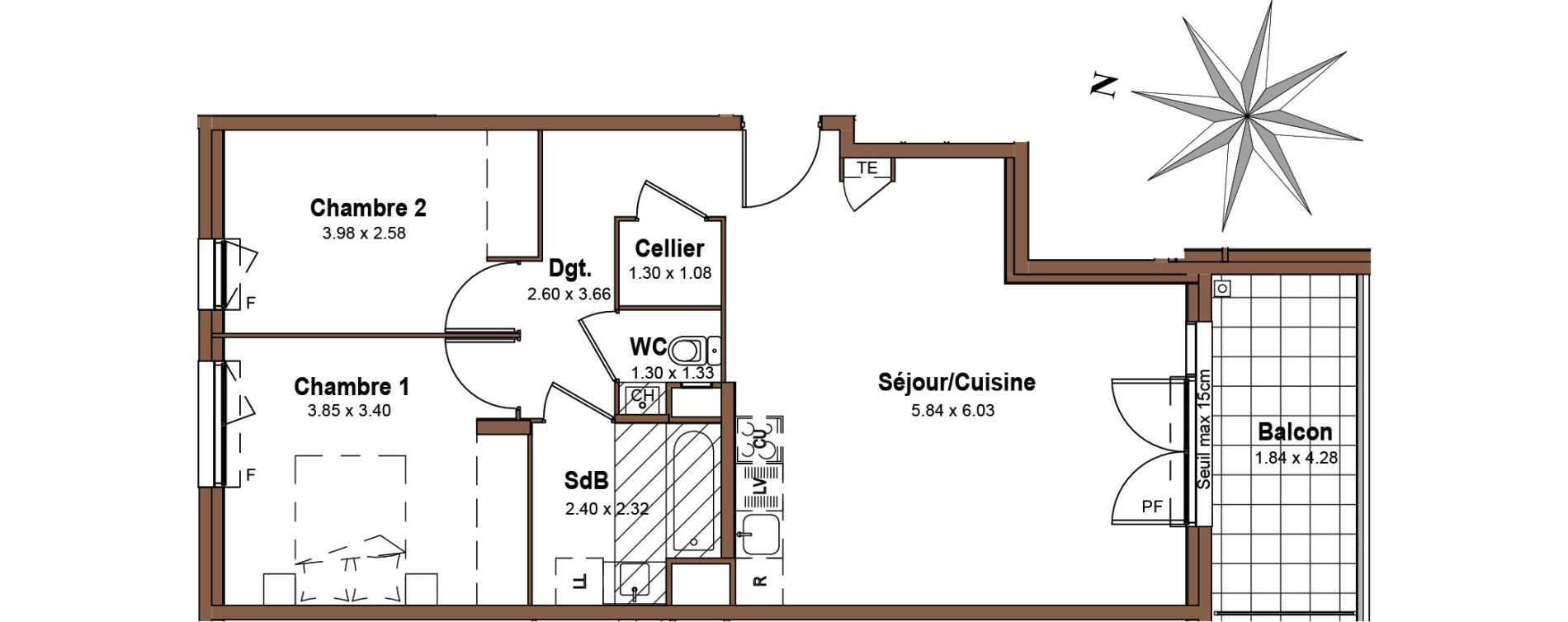 Appartement T3 de 65,67 m2 &agrave; Saint-Fons Centre ville