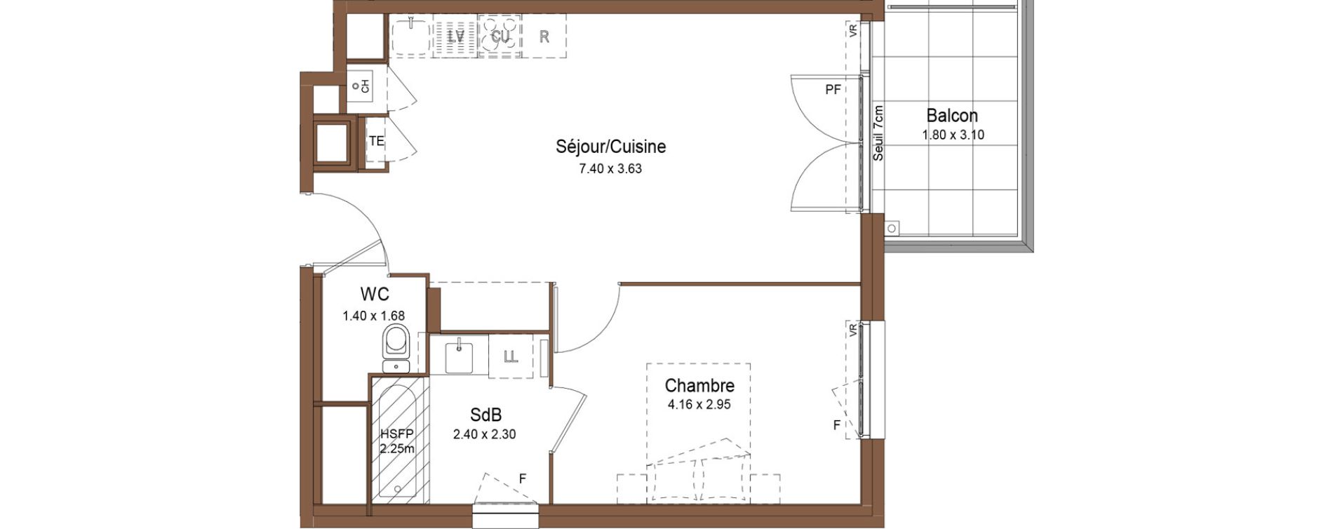 Appartement T2 de 45,23 m2 &agrave; Saint-Fons Centre ville