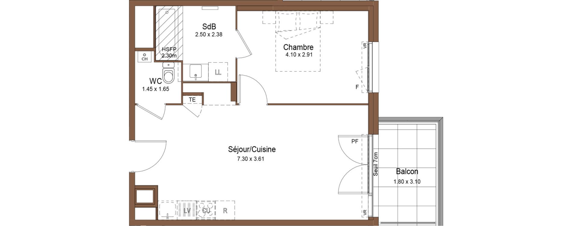 Appartement T2 de 45,78 m2 &agrave; Saint-Fons Centre ville