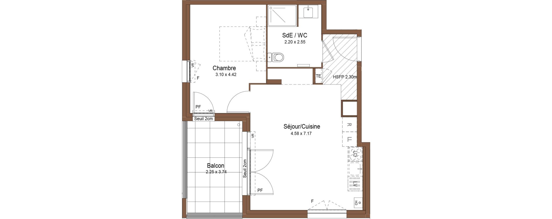Appartement T2 de 44,79 m2 &agrave; Saint-Fons Centre ville