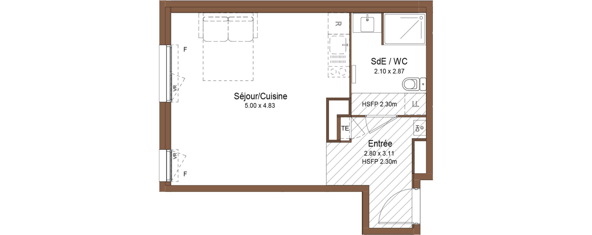 Appartement T1 de 34,31 m2 &agrave; Saint-Fons Centre ville