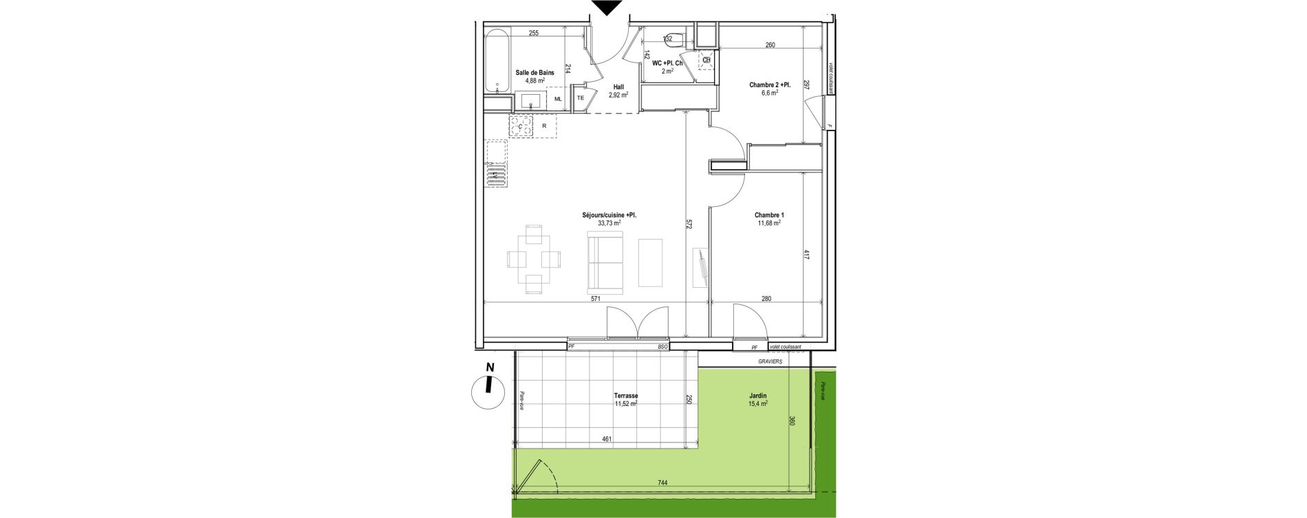 Appartement T3 de 65,04 m2 &agrave; Saint-Genis-Les-Olli&egrave;res Centre