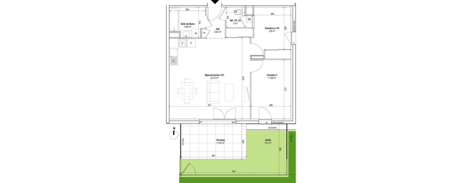 Appartement T3 de 65,04 m2 &agrave; Saint-Genis-Les-Olli&egrave;res Centre