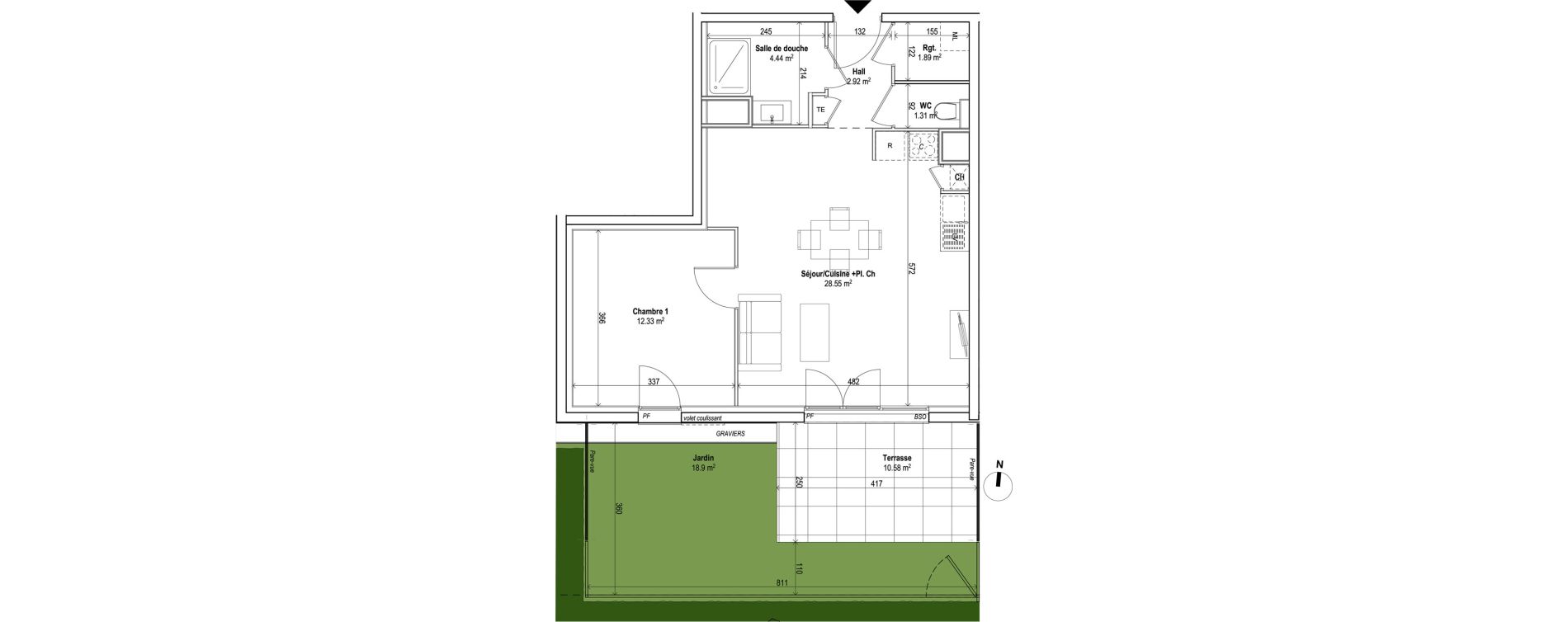 Appartement T2 de 51,44 m2 &agrave; Saint-Genis-Les-Olli&egrave;res Centre