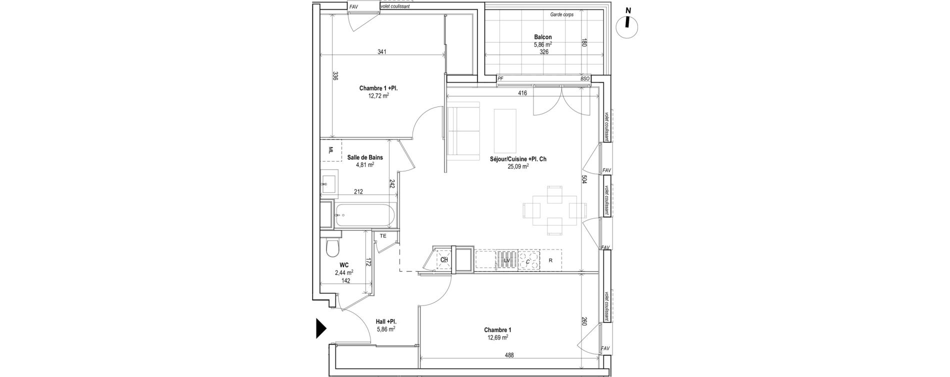 Appartement T3 de 63,61 m2 &agrave; Saint-Genis-Les-Olli&egrave;res Centre