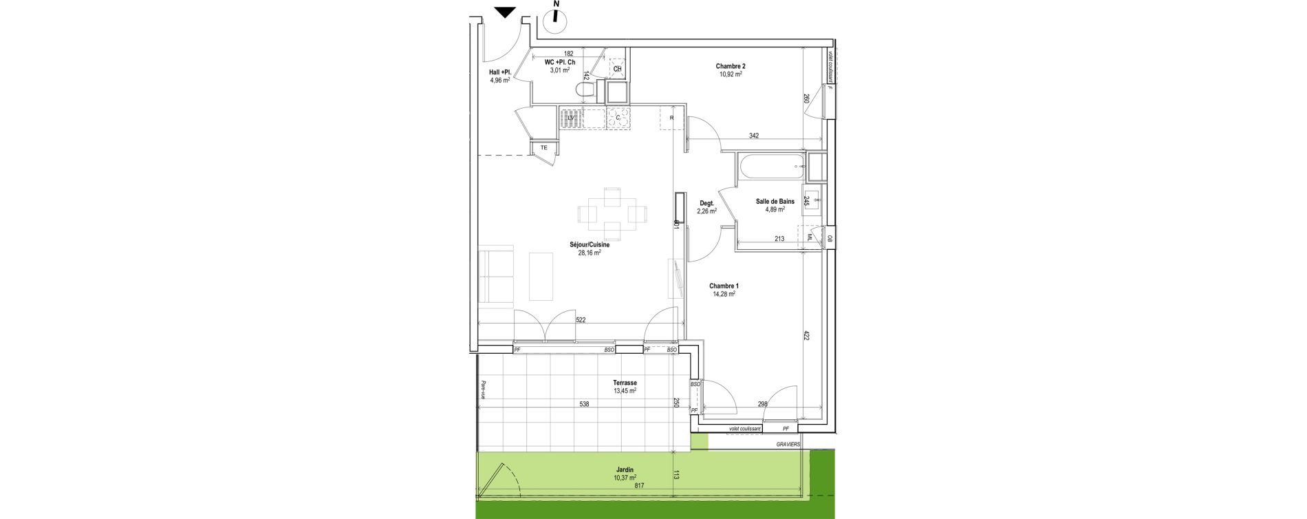 Appartement T3 de 68,48 m2 &agrave; Saint-Genis-Les-Olli&egrave;res Centre