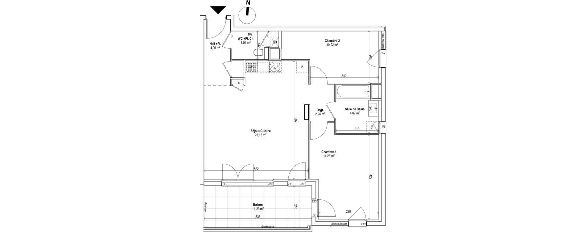 Appartement T3 de 68,48 m2 &agrave; Saint-Genis-Les-Olli&egrave;res Centre