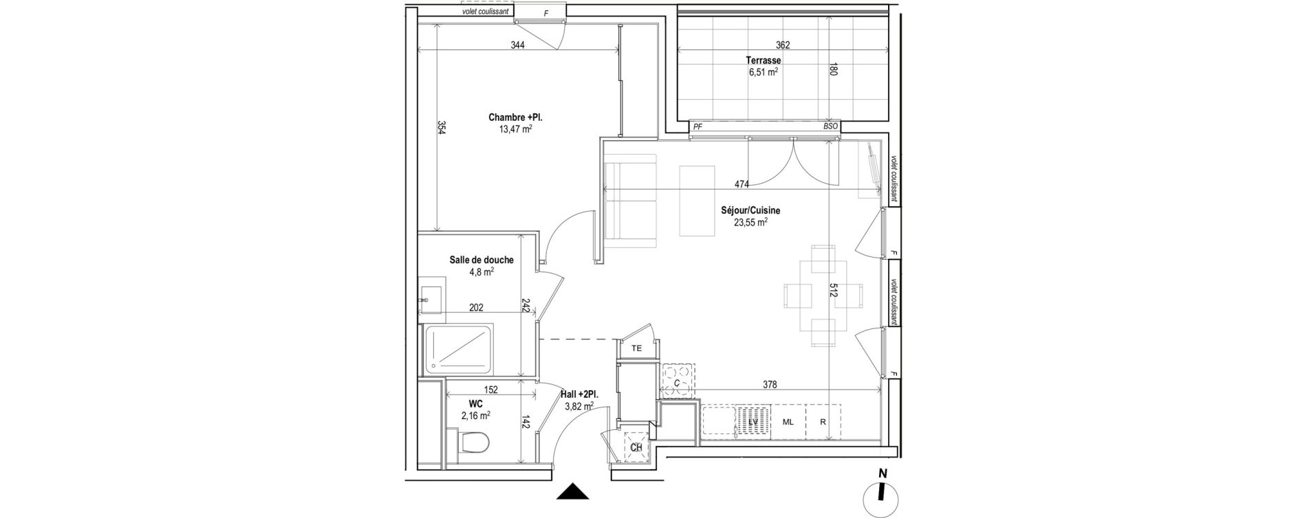 Appartement T2 de 47,80 m2 &agrave; Saint-Genis-Les-Olli&egrave;res Centre