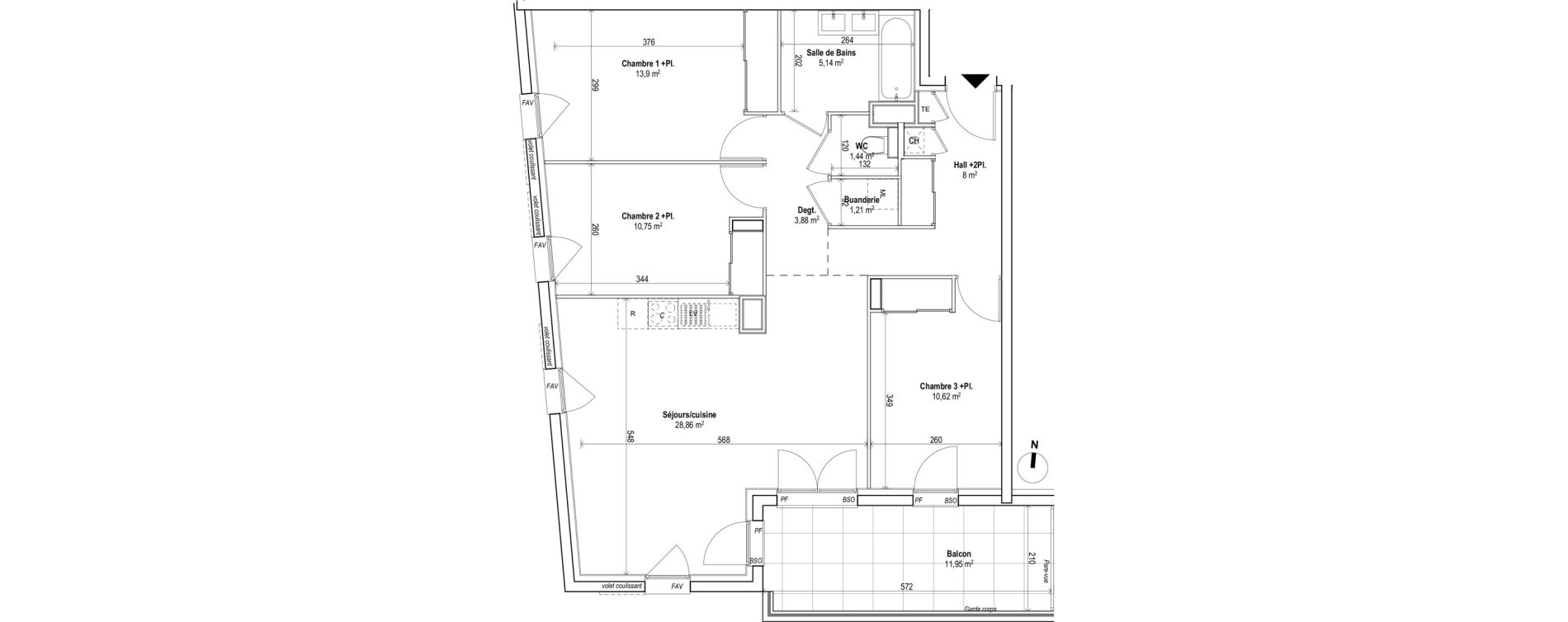 Appartement T4 de 83,80 m2 &agrave; Saint-Genis-Les-Olli&egrave;res Centre