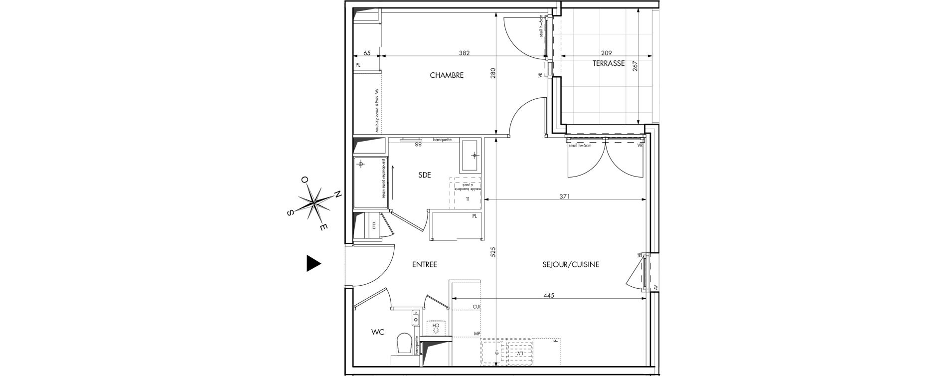 Appartement T2 de 46,19 m2 &agrave; Saint-Genis-Les-Olli&egrave;res Centre