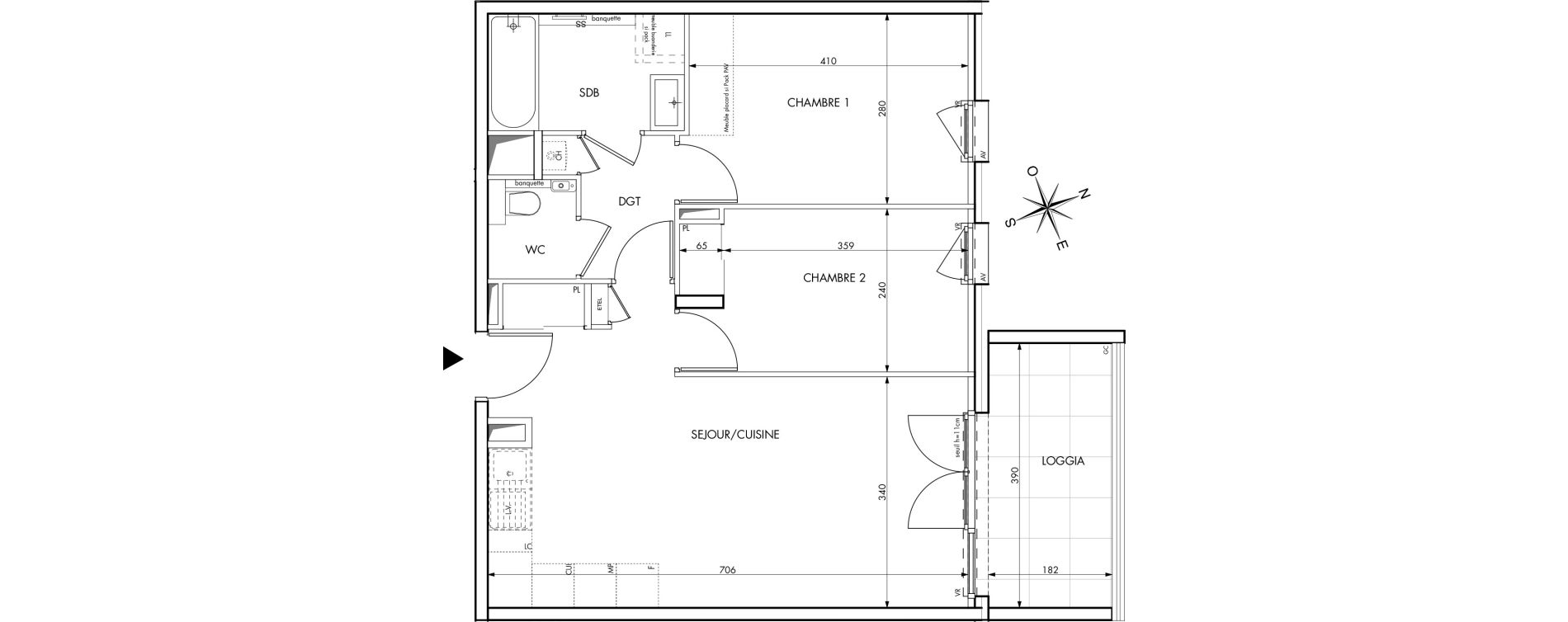 Appartement T3 de 58,89 m2 &agrave; Saint-Genis-Les-Olli&egrave;res Centre