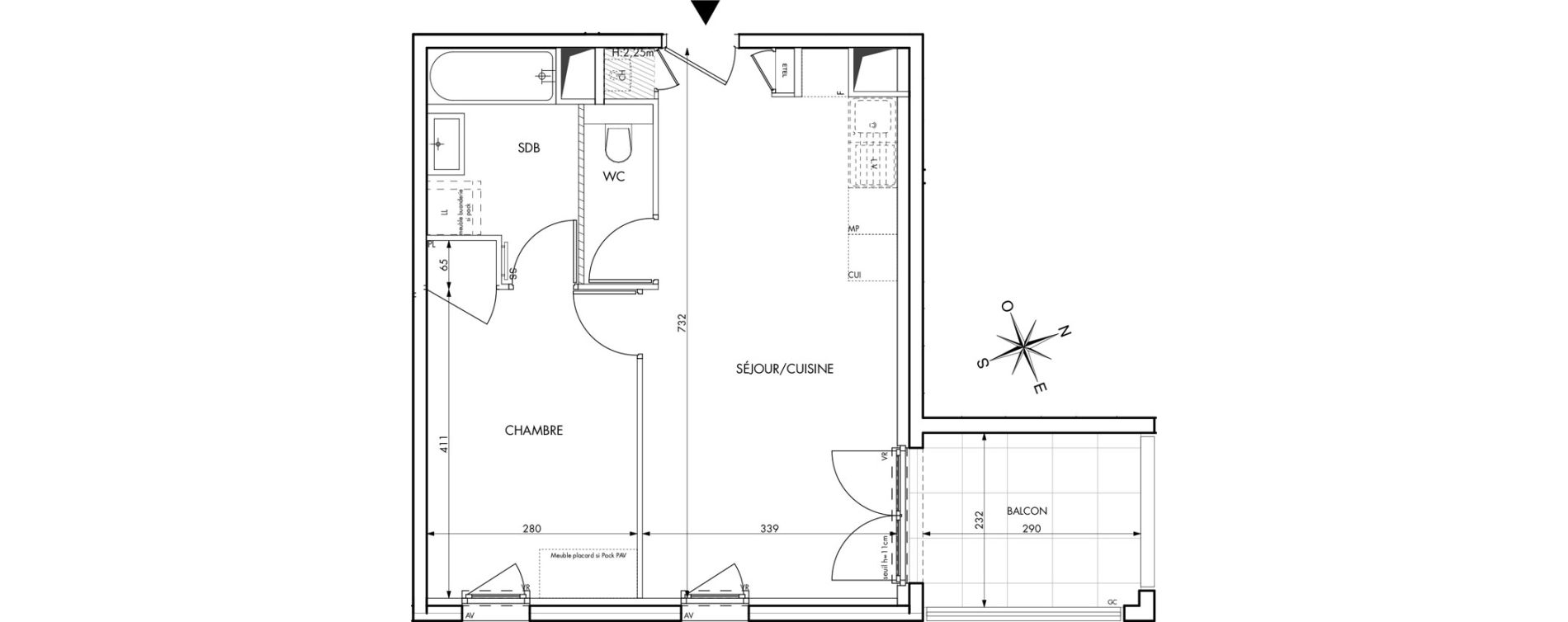 Appartement T2 de 43,92 m2 &agrave; Saint-Genis-Les-Olli&egrave;res Centre
