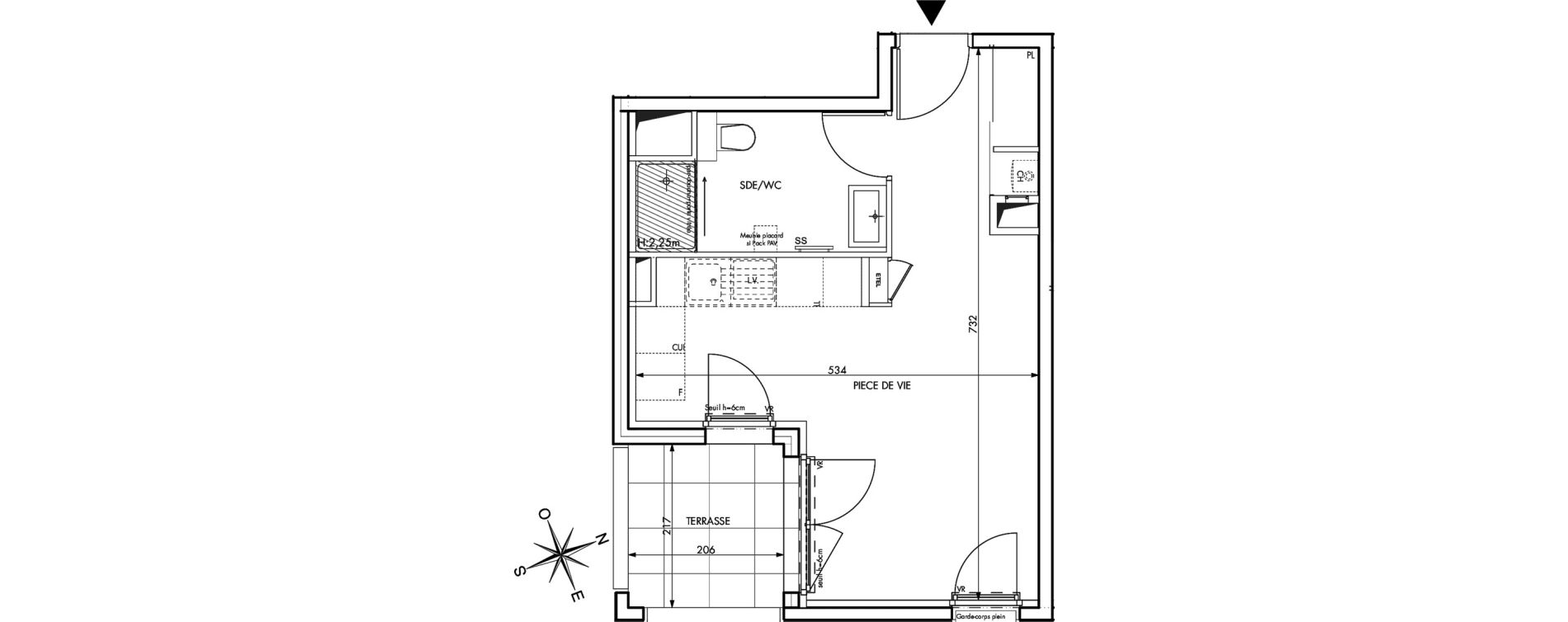 Appartement T1 de 29,34 m2 &agrave; Saint-Genis-Les-Olli&egrave;res Centre