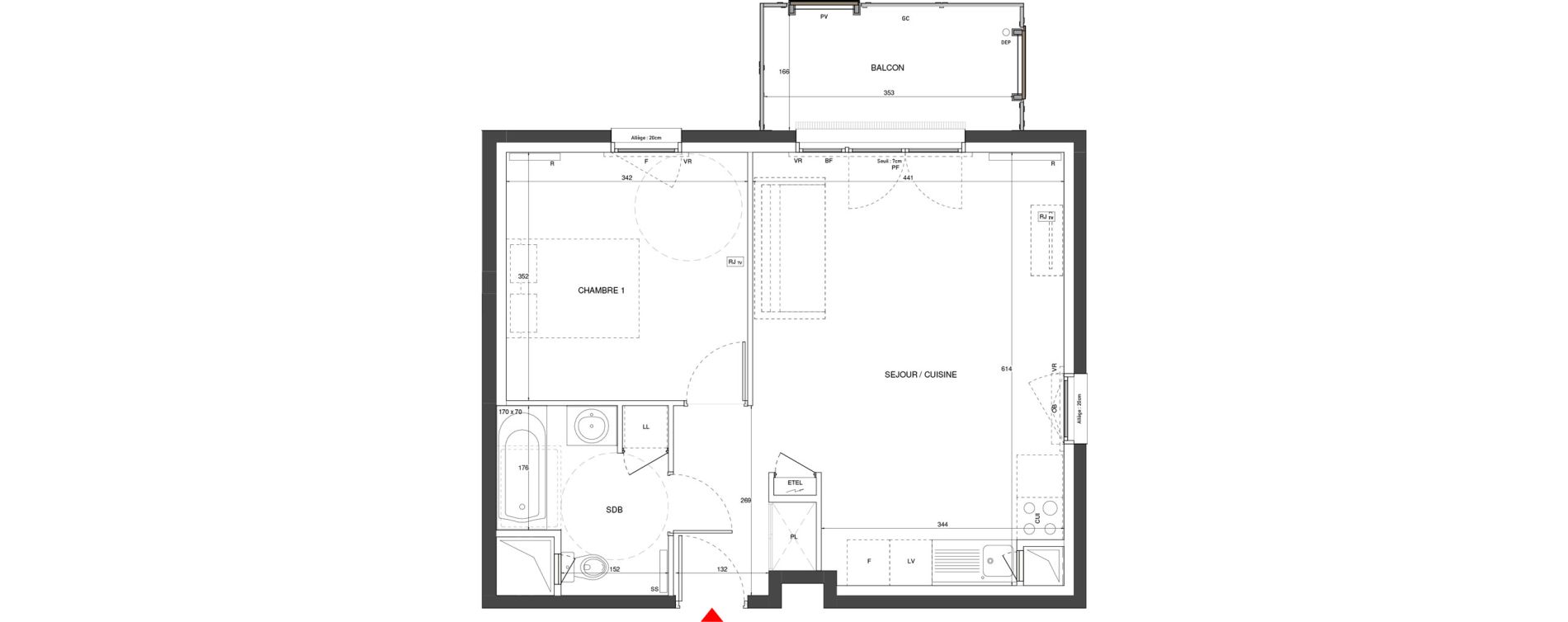Appartement T2 de 46,34 m2 &agrave; Saint-Germain-Au-Mont-D'Or Centre