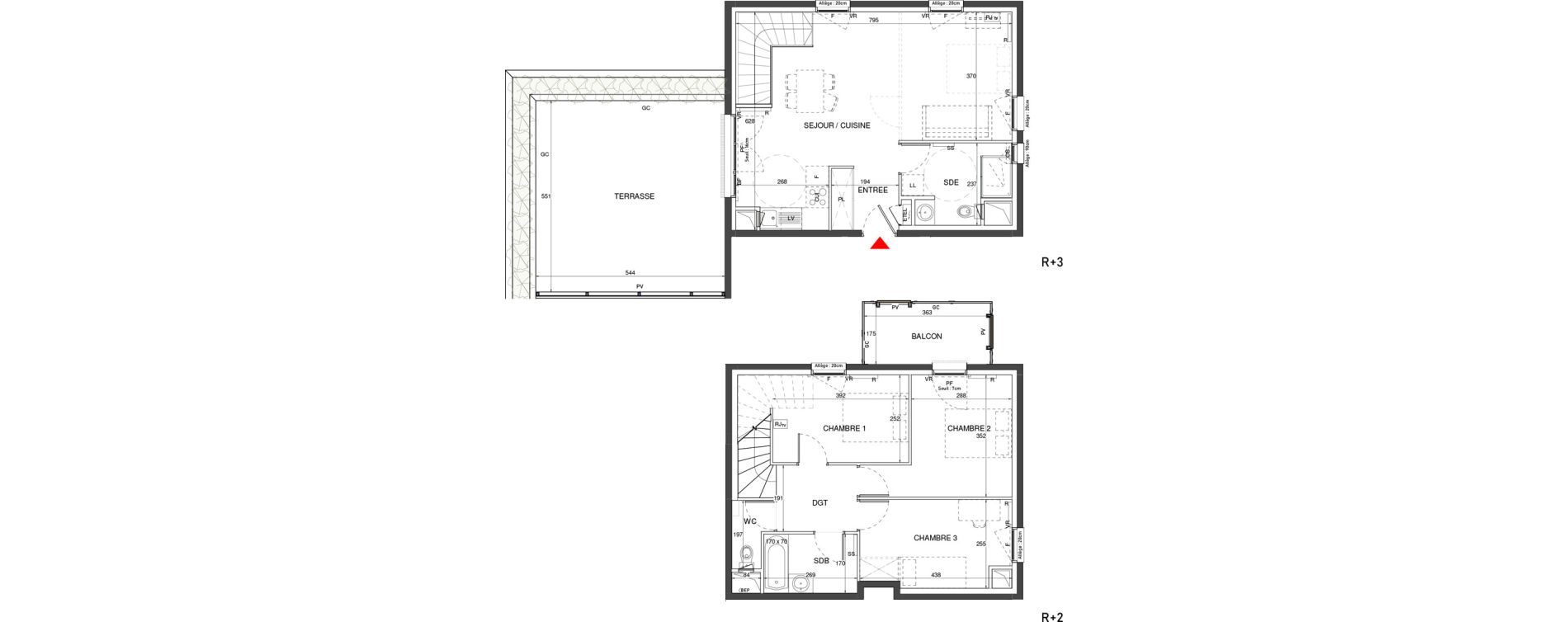 Duplex T4 de 91,51 m2 &agrave; Saint-Germain-Au-Mont-D'Or Centre
