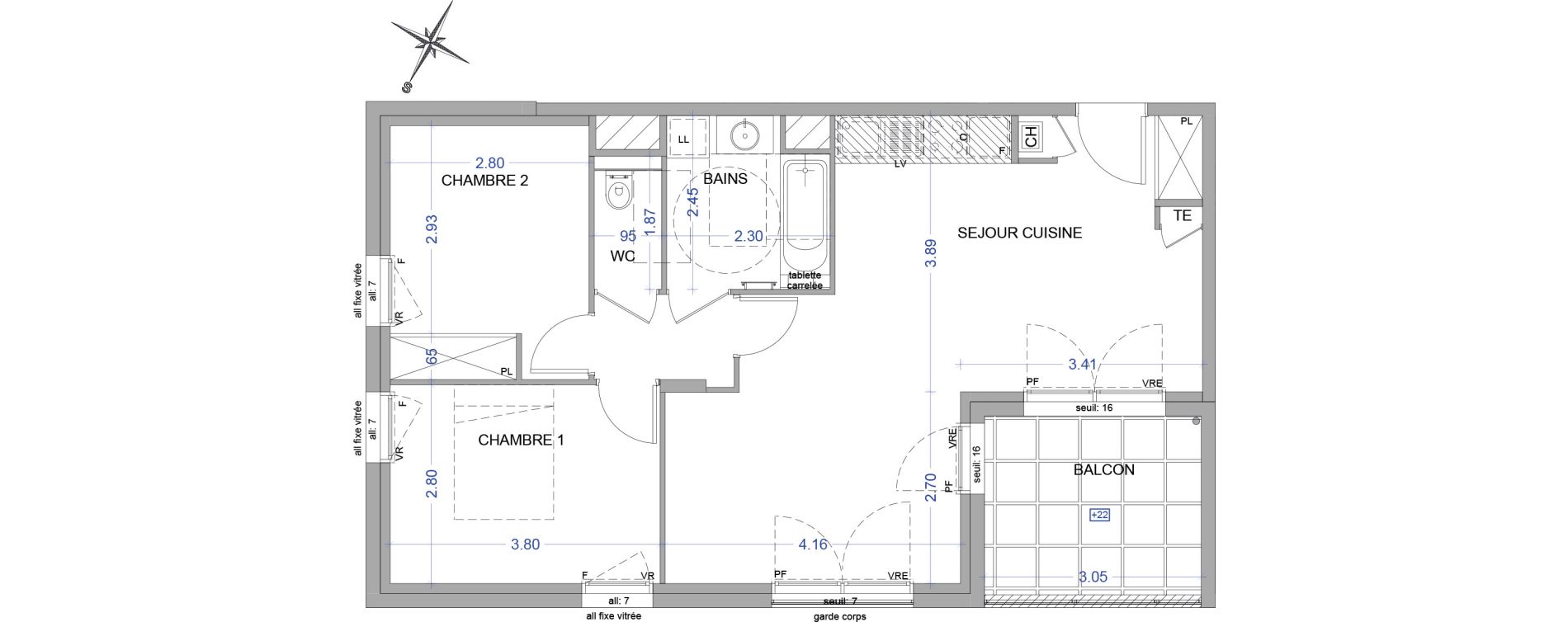 Appartement T3 de 62,65 m2 &agrave; Saint-Germain-Au-Mont-D'Or Centre