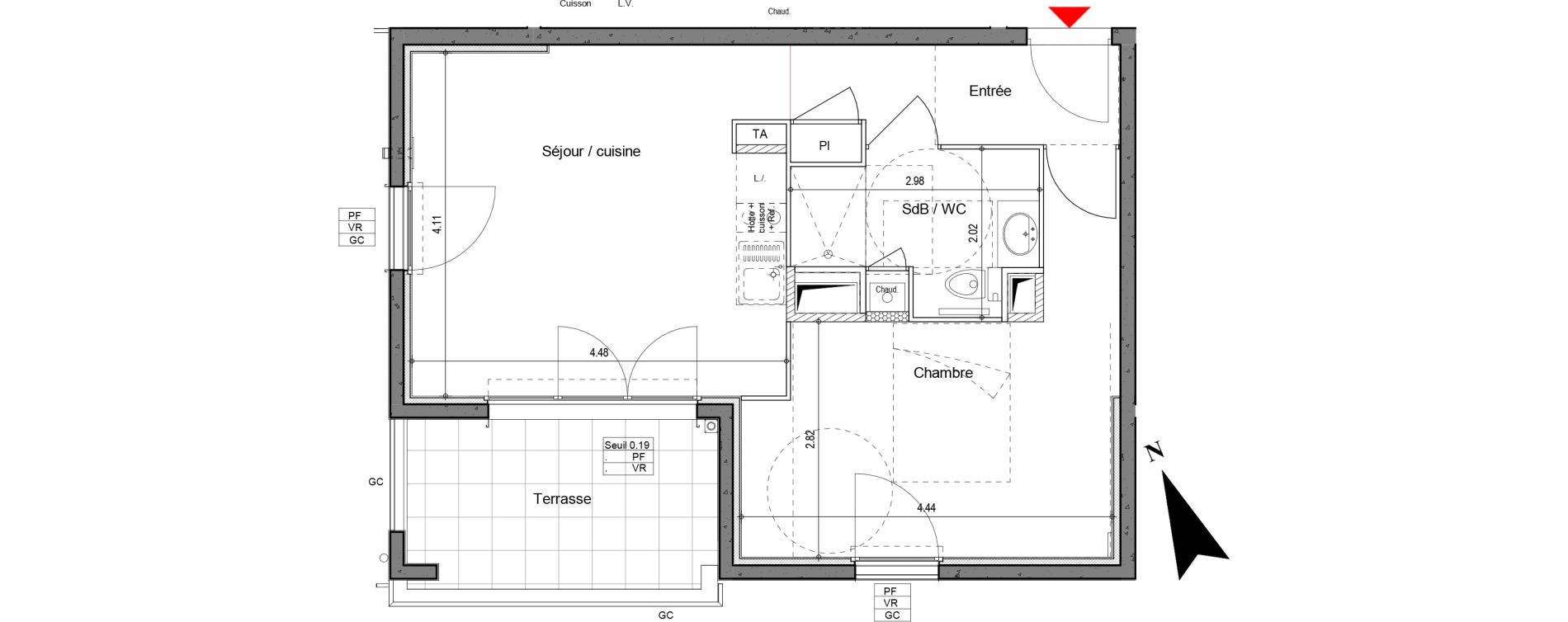 Appartement T2 de 42,50 m2 &agrave; Saint-Laurent-De-Mure Centre