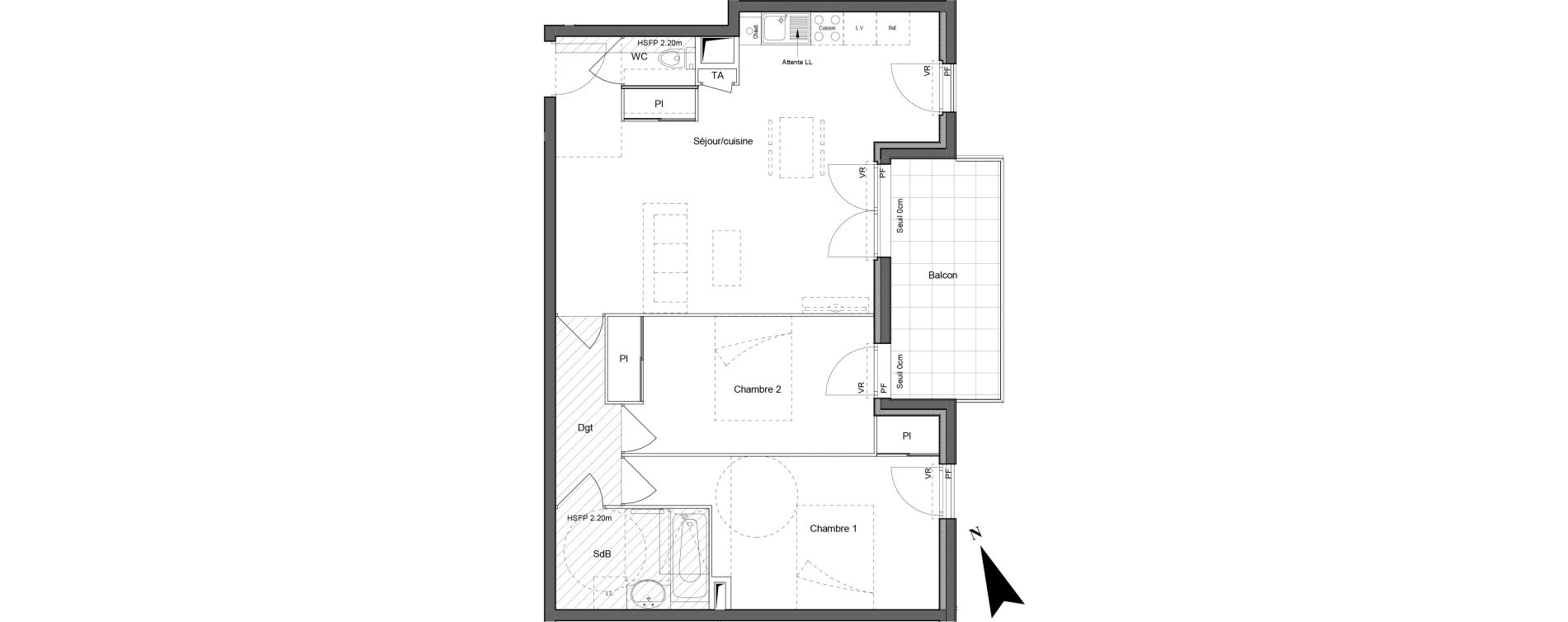 Appartement T3 de 66,97 m2 &agrave; Saint-Laurent-De-Mure Centre