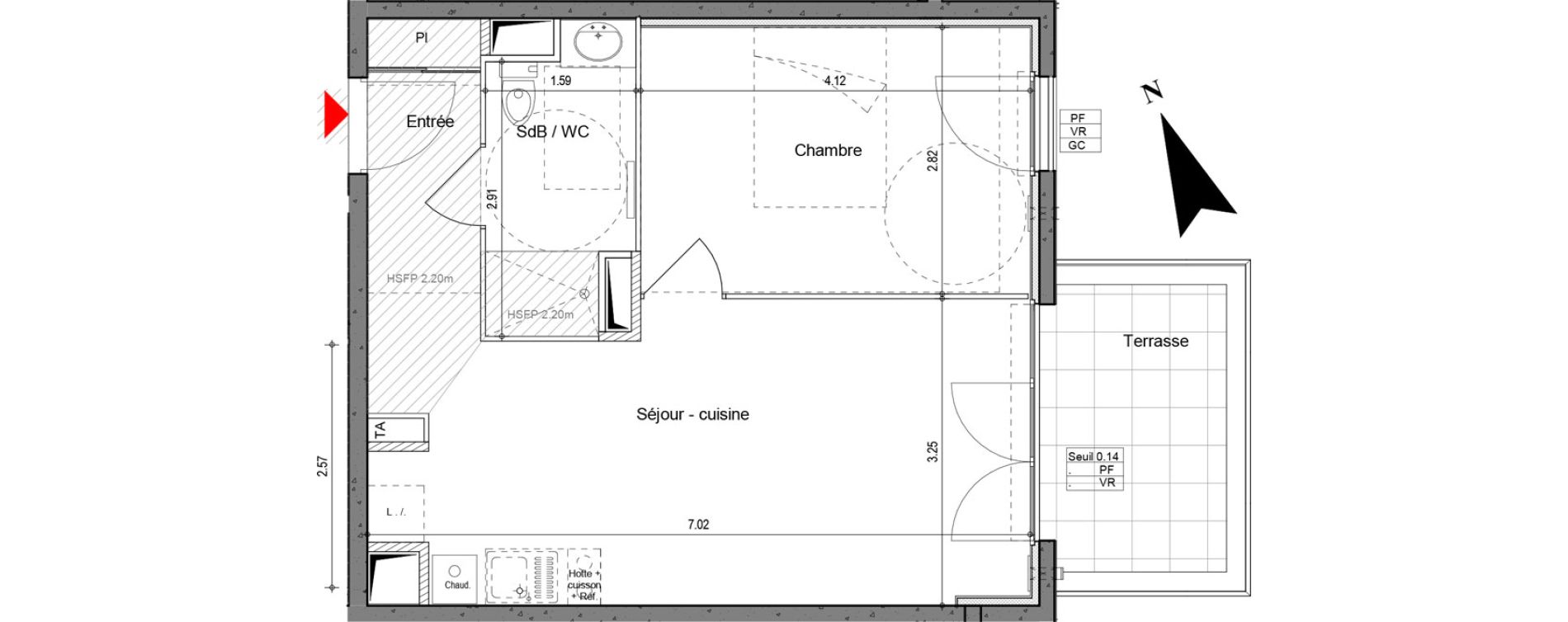 Appartement T2 de 41,05 m2 &agrave; Saint-Laurent-De-Mure Centre