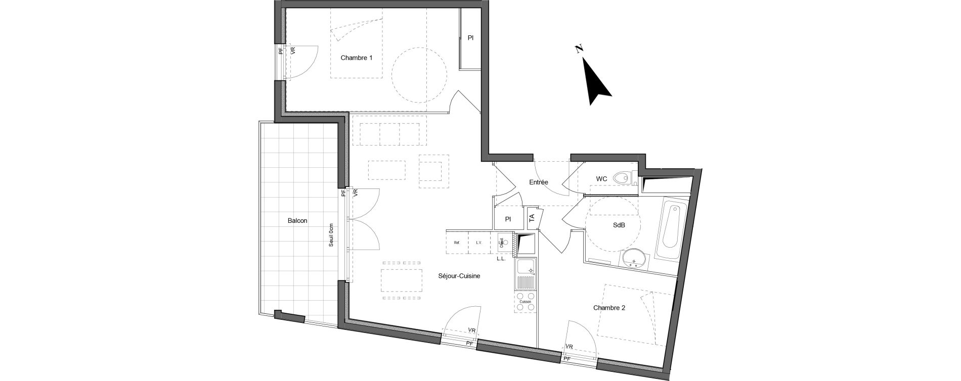 Appartement T3 de 61,07 m2 &agrave; Saint-Laurent-De-Mure Centre