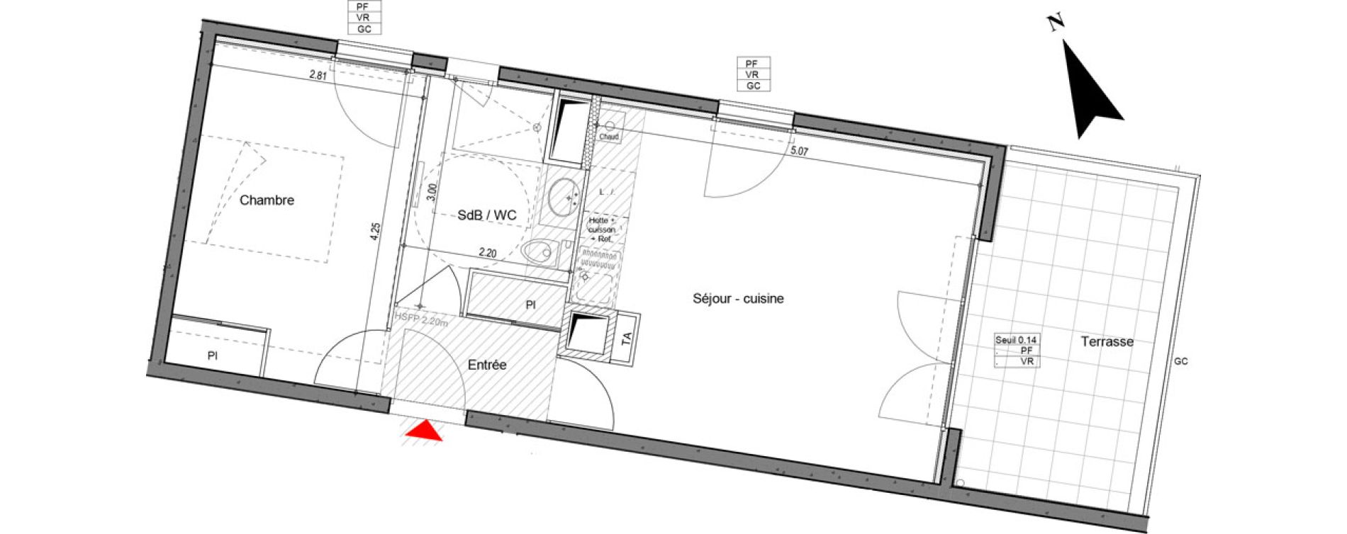 Appartement T2 de 41,53 m2 &agrave; Saint-Laurent-De-Mure Centre