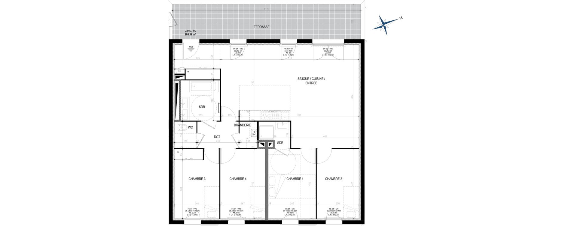 Appartement T5 de 108,39 m2 &agrave; Saint-Laurent-De-Mure Centre