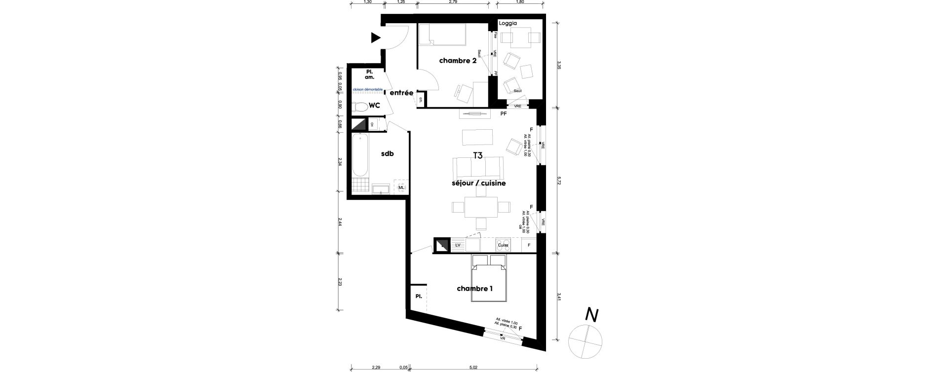 Appartement T3 de 65,33 m2 &agrave; Saint-Priest Centre