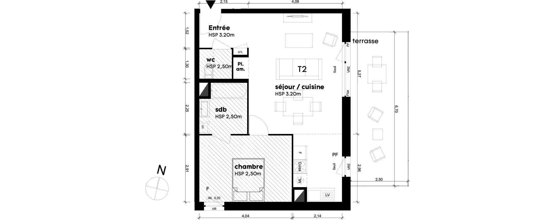 Appartement T2 de 49,37 m2 &agrave; Saint-Priest Centre