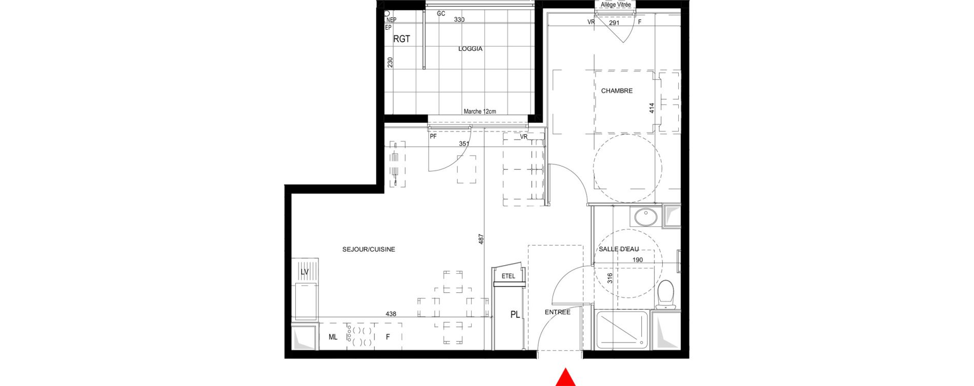 Appartement T2 de 43,69 m2 &agrave; Saint-Priest Revaison