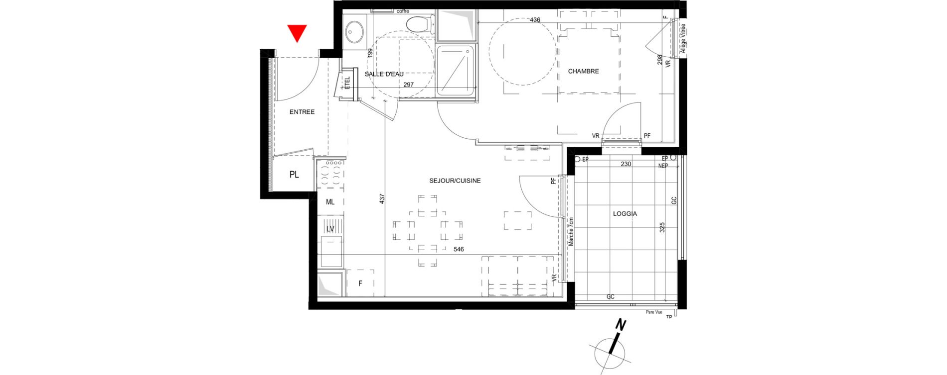 Appartement T2 de 42,85 m2 &agrave; Saint-Priest Revaison