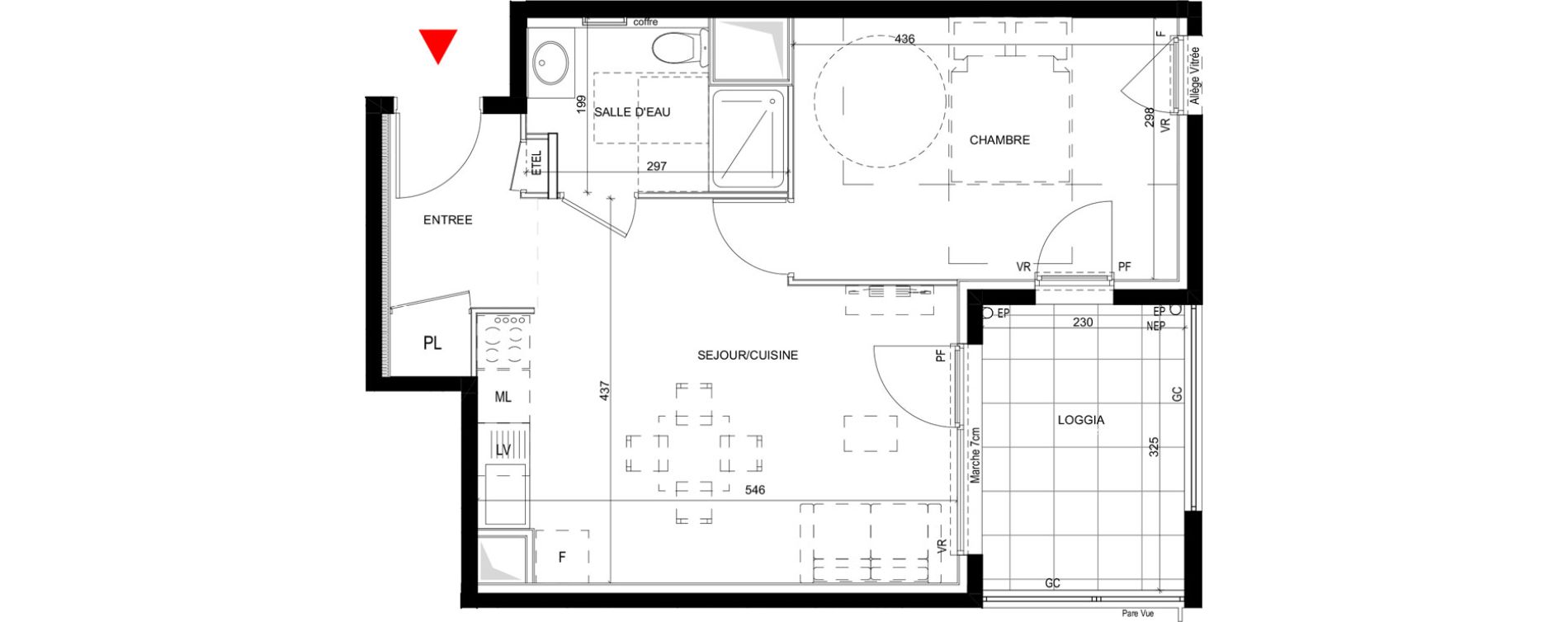Appartement T2 de 42,33 m2 &agrave; Saint-Priest Revaison