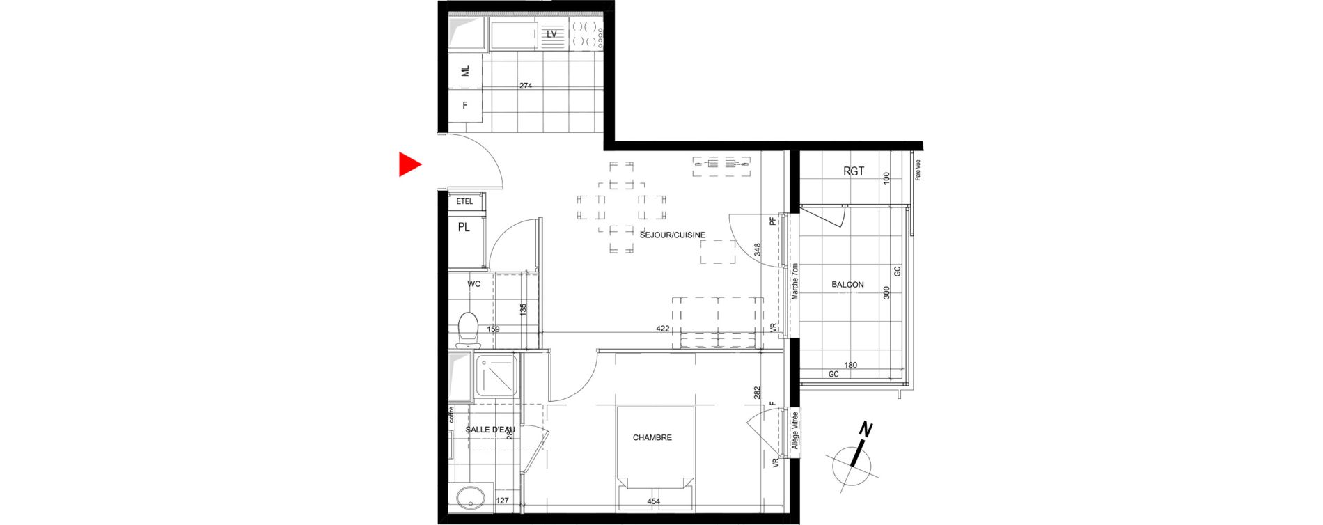 Appartement T2 de 41,82 m2 &agrave; Saint-Priest Revaison