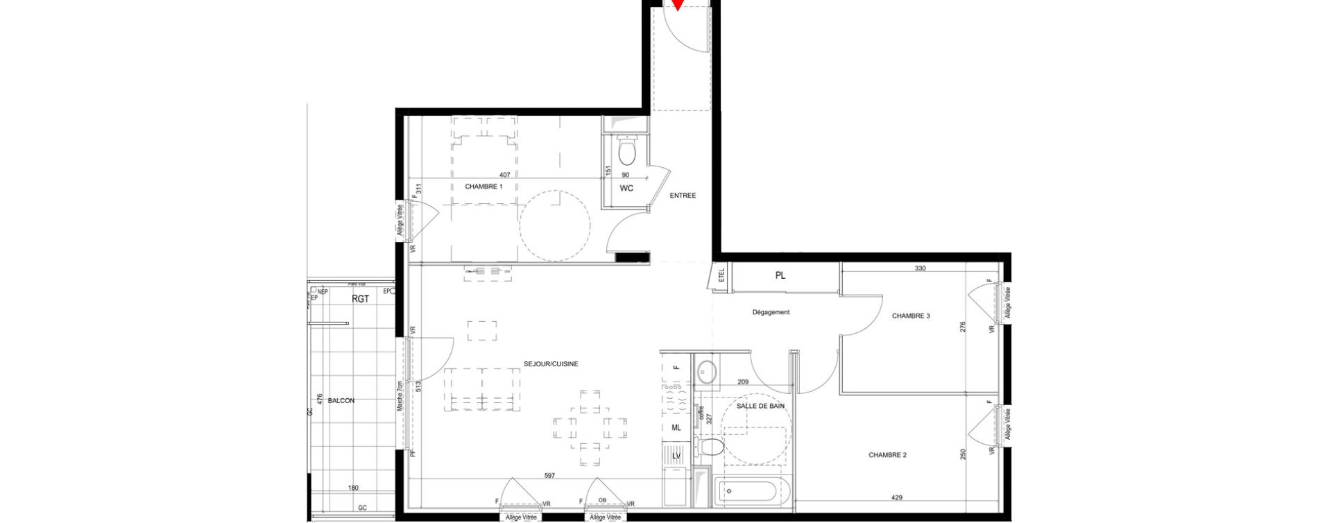 Appartement T4 de 85,51 m2 &agrave; Saint-Priest Revaison