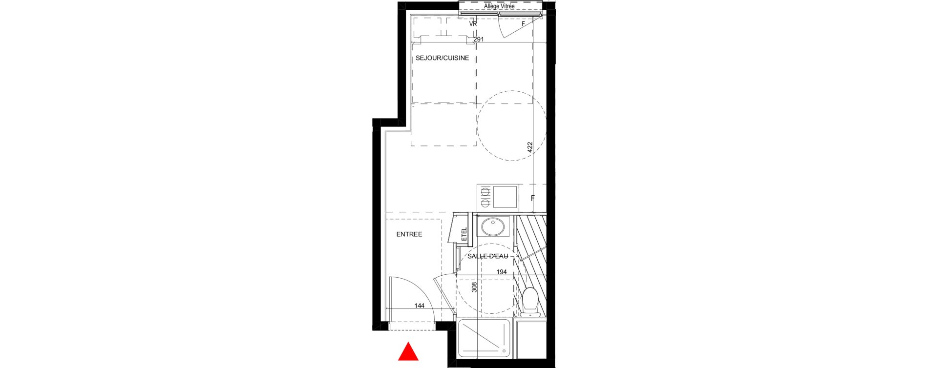 Appartement T1 de 21,61 m2 &agrave; Saint-Priest Revaison