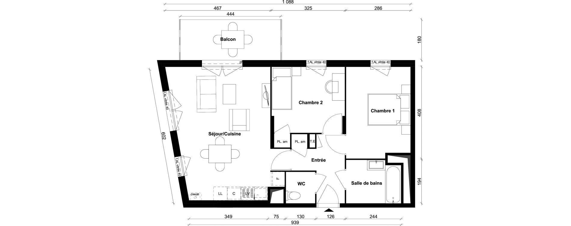 Appartement T3 de 58,74 m2 &agrave; Saint-Priest Berliet