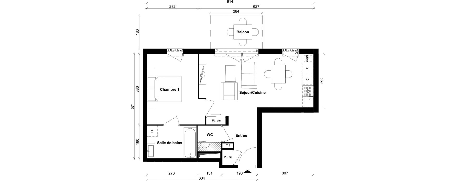 Appartement T2 de 42,74 m2 &agrave; Saint-Priest Berliet