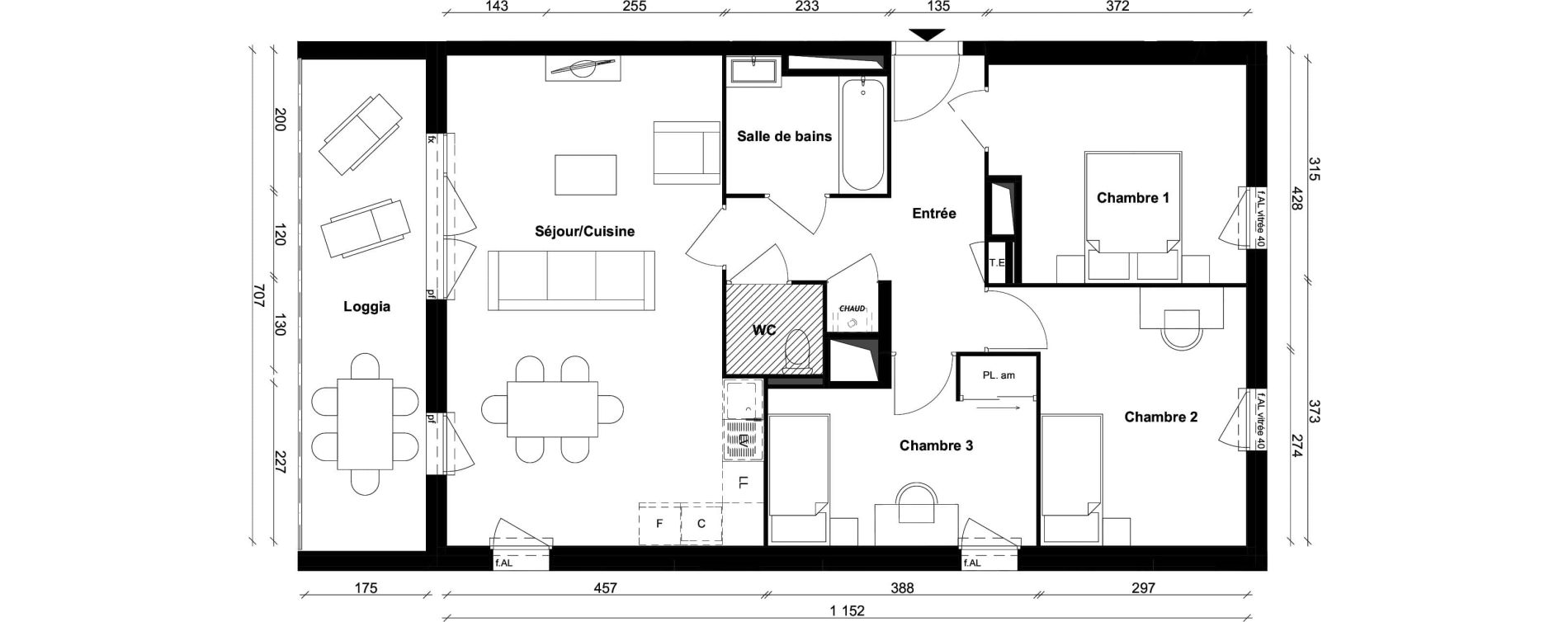 Appartement T4 de 77,29 m2 &agrave; Saint-Priest Berliet