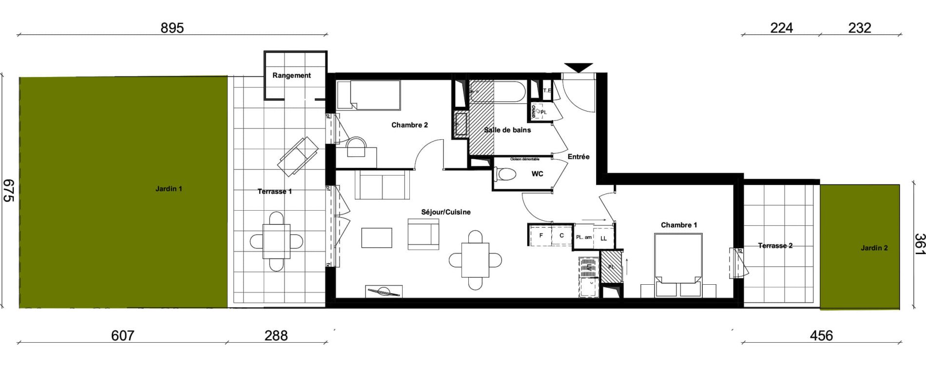 Appartement T3 de 59,49 m2 &agrave; Saint-Priest Berliet
